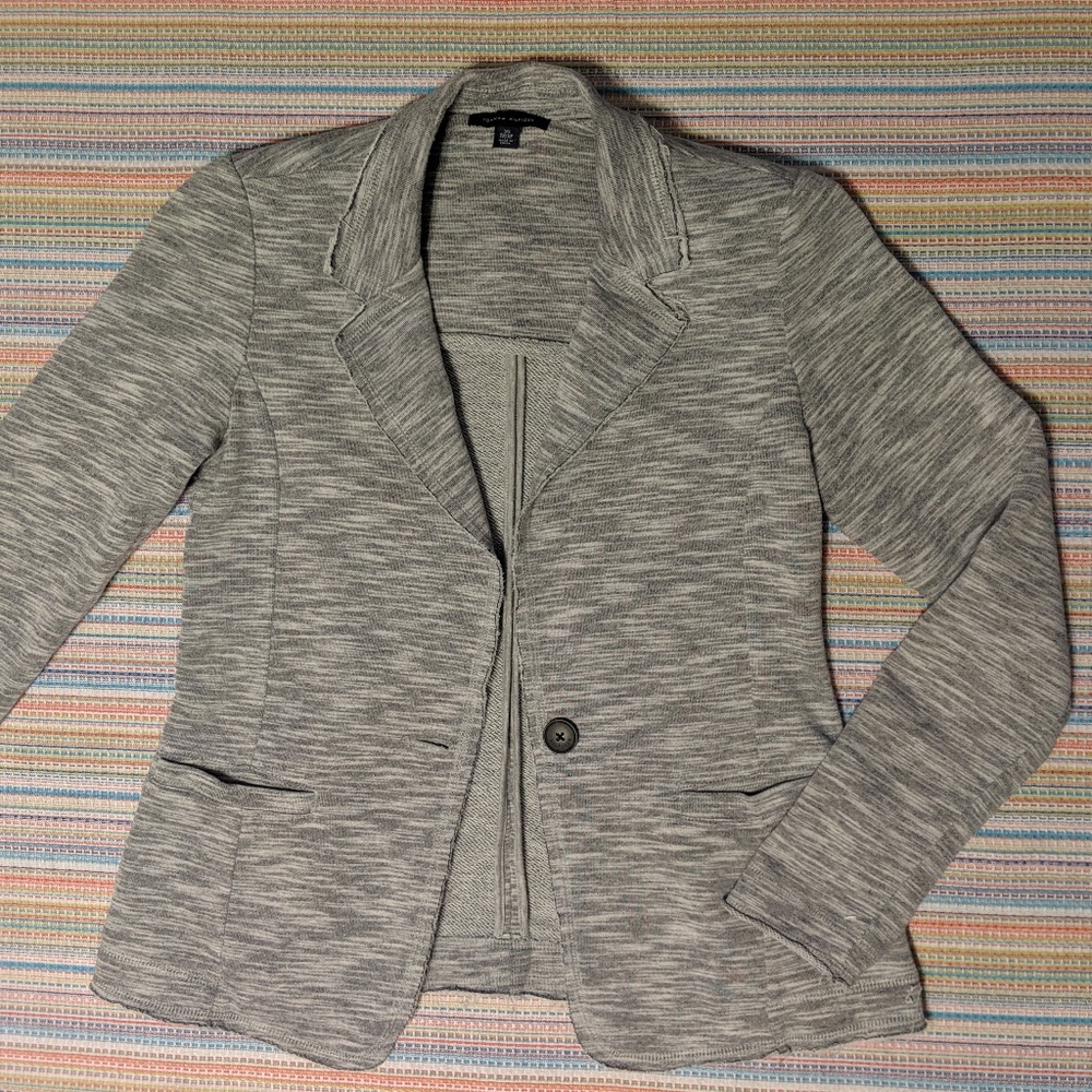 Tommy Hilfiger White/Grey Knit Cotton Blazer XS
